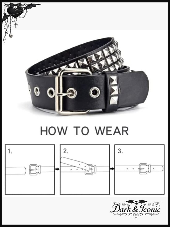 Faux Leather Studded Belt Punk Rock Rivet 1.5\